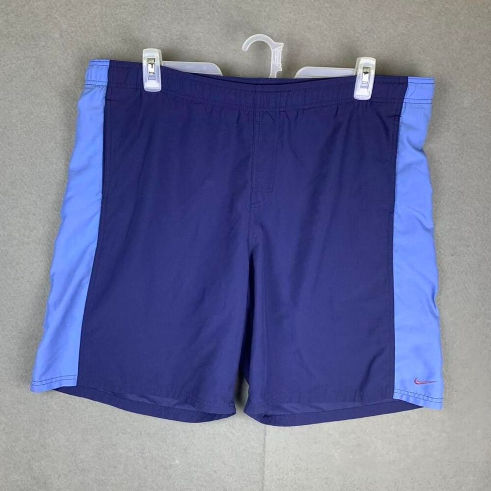 Vintage 90's Y2K Nike Swim Trunks Mini‎ Swoosh Silver Tag Blue Men's Size XL